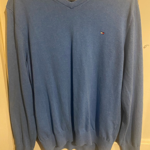 Blue Tommy Hilfiger V-Neck Sweater Size L - Picture 1 of 3